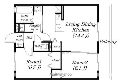 シャルマンフォートⅢ[2LDK/60.06m2]の間取図