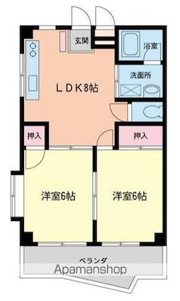 グリーンピア彦春[2LDK/44.55m2]の間取図
