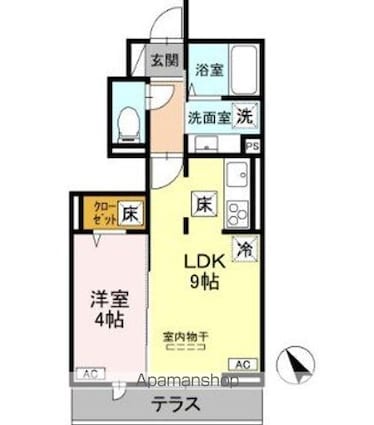Ｄ－ＲＯＯＭ甲州街道[1LDK/32.68m2]の間取図