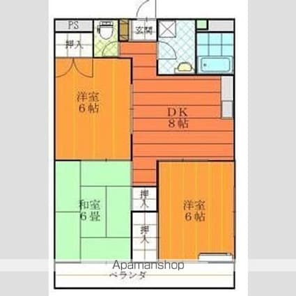 松山西ハイツ[3DK/56.7m2]の間取図