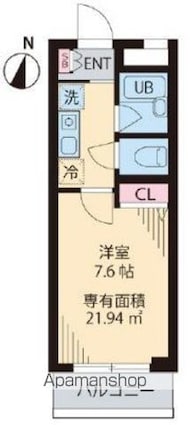 東京都中野区沼袋２丁目[1K/20.52m2]の間取図
