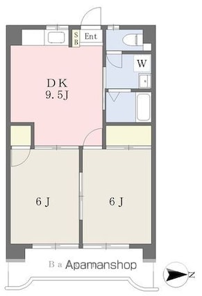 ハロー・コートＭⅡ[2DK/43.74m2]の間取図