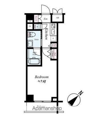 ドルチェ東京押上ツインズ壱番館[1K/25.5m2]の間取図