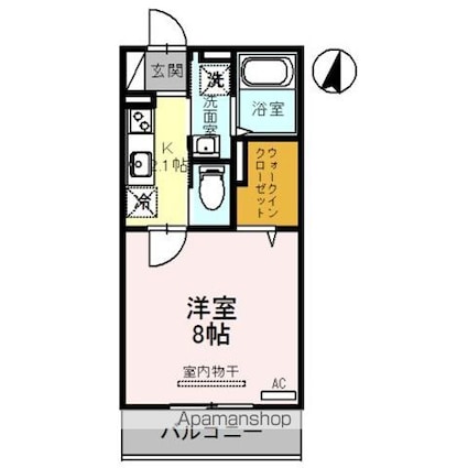 ル・ベリエ[1K/26.71m2]の間取図