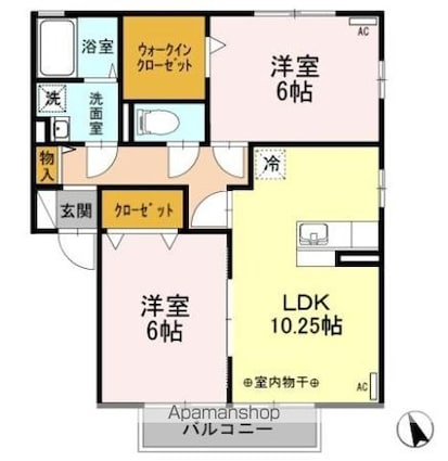 フォレスト・コート　Ａ[2LDK/55.44m2]の間取図
