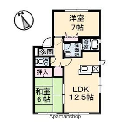 シャトレー安井　Ｂ棟[2LDK/58.79m2]の間取図