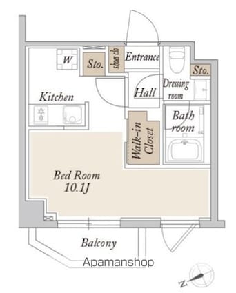 ＯＲＳＵＳ新江古田[1R/25.23m2]の間取図