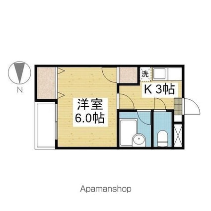 ジョイフル今市[1K/22.34m2]の間取図