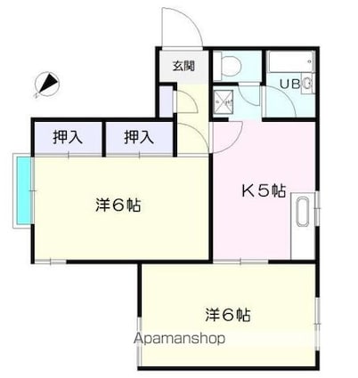 ドミール北町[2K/42.25m2]の間取図