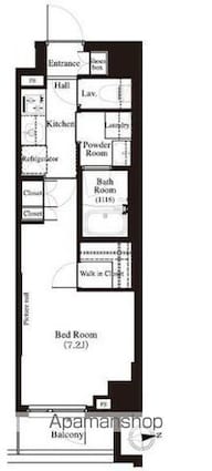 東京都中野区江原町２丁目[1K/25.52m2]の間取図