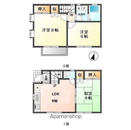 ルーミー牛久５８号館[3LDK/57.96m2]の間取図