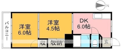 コーポ愛宕[2DK/32.76m2]の間取図