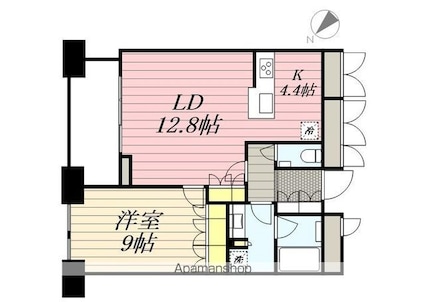 東京都新宿区西新宿６丁目[1LDK/58.4m2]の間取図