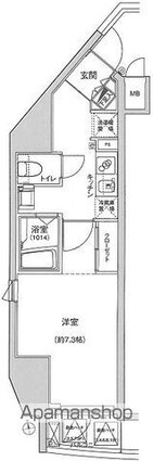 ハーモニーレジデンス東京シティゲート[1K/26.08m2]の間取図