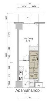 ロイジェント九段[1K/29.91m2]の間取図