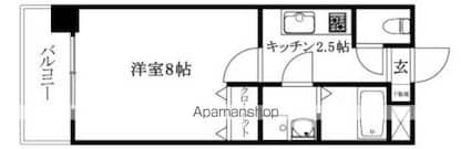 マリアージュ朝生田[1K/25.42m2]の間取図