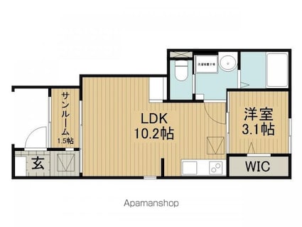 サニーガーデンＲ　Ａ[1LDK/36.25m2]の間取図