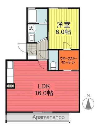 福島県福島市大森[1LDK/50.2m2]の間取図