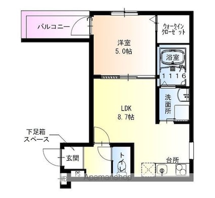 フジパレス北新金屋丁[1LDK/34.07m2]の間取図