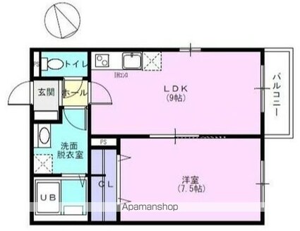 アルプス[1LDK/39.74m2]の間取図