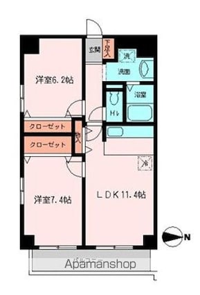 ドゥエル木場公園[2LDK/57m2]の間取図
