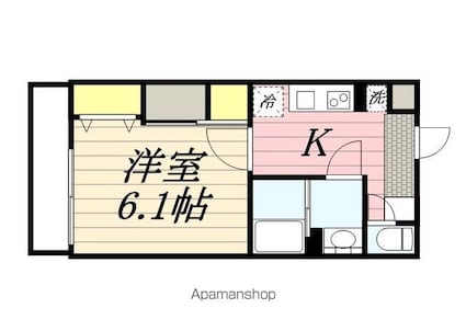 マリンパレス津田沼[1K/21.74m2]の間取図