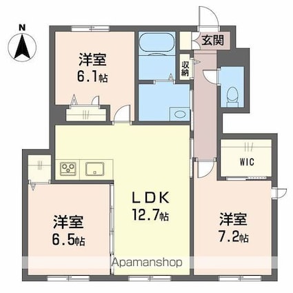 アルフラット椿　Ｂ棟[3LDK/71.61m2]の間取図