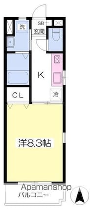 道後壱番館[1K/28m2]の間取図
