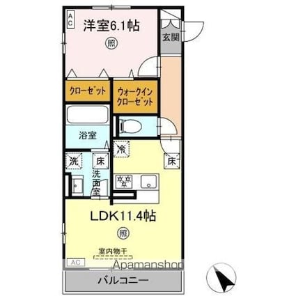 ＤーＲＯＯＭ柊[1LDK/46.17m2]の間取図