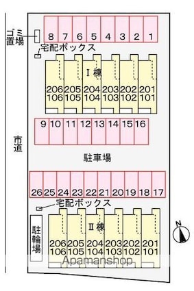 ＢＩＺ　Ｂ[1LDK/44.28m2]の配置図