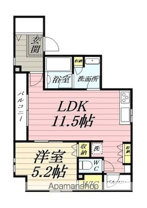 神奈川県横浜市鶴見区生麦５丁目[1LDK/43.8m2]の間取図