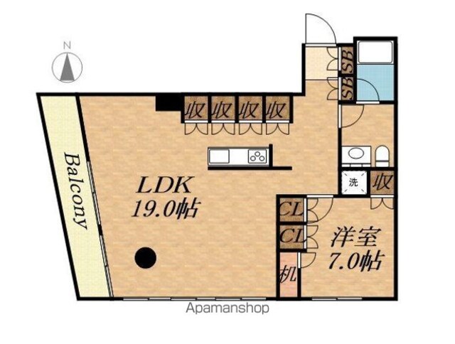 東京都世田谷区桜上水５丁目[1LDK/55.37m2]の間取図