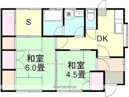 岡山県倉敷市中島[2SDK/43.88m2]の間取図