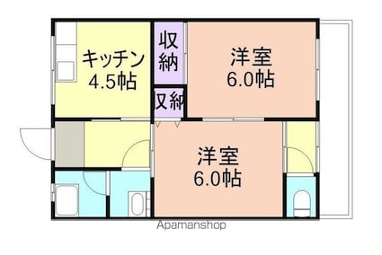和歌山県和歌山市粟[2DK/39m2]の間取図