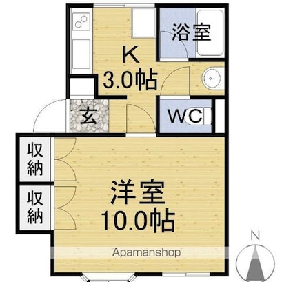 町屋アイビースクエア[1DK/33m2]の間取図