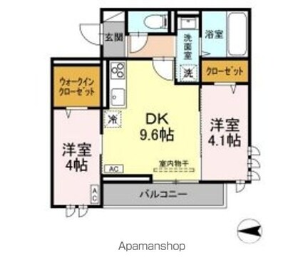 Ｄａｌｌｅ　ｄｅ　ｖｅｒｒｅ[2DK/45.46m2]の間取図