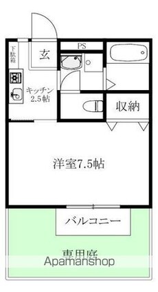 ディアハイム中村[1K/25.9m2]の間取図