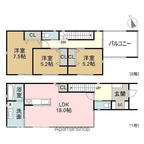 名古屋市桜通線 吹上駅 徒歩6分 2階建 新築の間取り写真