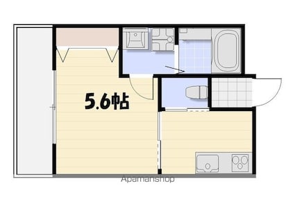 Ｌｙｋ都町Ｂ棟[1K/21.94m2]の間取図