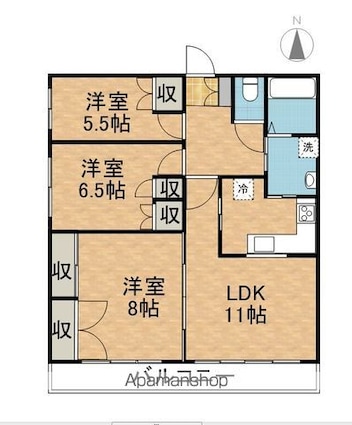 ゆたかビル[3LDK/80m2]の間取図