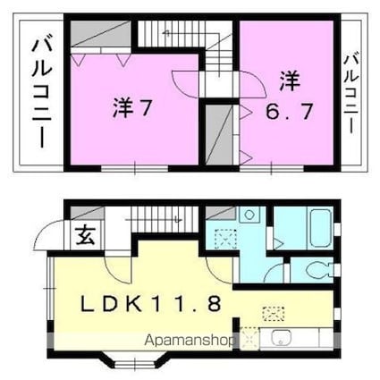 Ｍａｎｄａｒｉｎｅ　Ａ棟[2LDK/60.86m2]の間取図