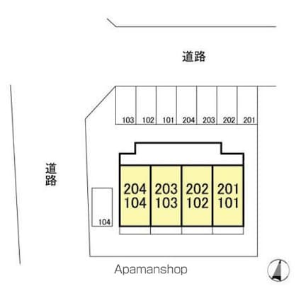 コーポパピヨン[1K/26.4m2]の配置図