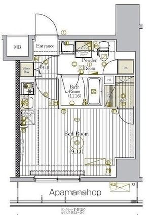 ミライズ新小岩マーロ[1R/25.57m2]の間取図