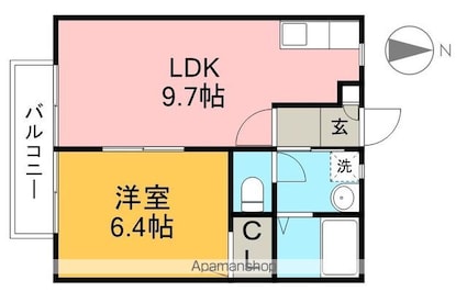 シャーメゾン札場　Ｂ棟[1LDK/36.21m2]の間取図