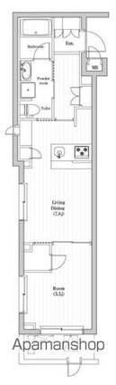 レジデンス東中野ガーデン[1DK/38.63m2]の間取図