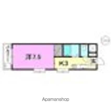 ヴィラ平成[1K/22.36m2]の間取図