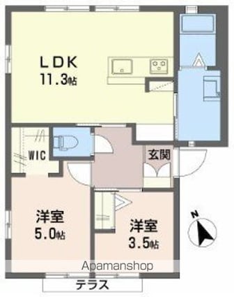 楠見中ディアス[2LDK/46.87m2]の間取図