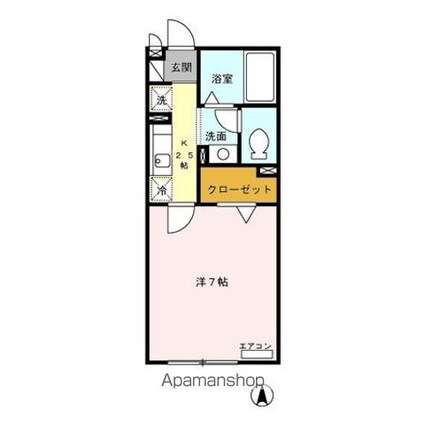 グラン・クェイル[1K/23.37m2]の間取図