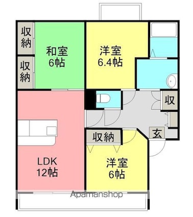 カーロ[3LDK/68.64m2]の間取図