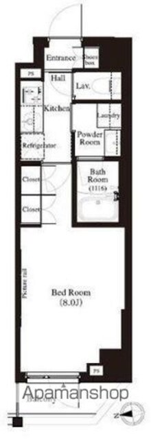 アーバンパーク江古田の森[1K/25.52m2]の間取図